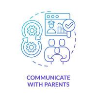 Communicate with parents blue gradient concept icon. Launching school learning management system abstract idea thin line illustration. Isolated outline drawing vector