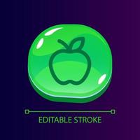 Apple glossy ui button with linear icon. Order fresh fruits. Online grocery service. Isolated user interface element for web, mobile, video game design. Editable stroke vector