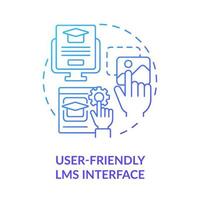 fácil de usar lms interfaz azul degradado concepto icono. aprendizaje administración sistema característica resumen idea Delgado línea ilustración. aislado contorno dibujo vector