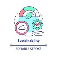 Sustainability in cloud computing concept icon. Using renewable energy sources abstract idea thin line illustration. Isolated outline drawing. Editable stroke vector