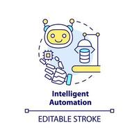 Intelligent automation concept icon. Digital robotic technologies. AI in computing abstract idea thin line illustration. Isolated outline drawing. Editable stroke vector