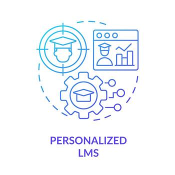 Personalized LMS blue gradient concept icon. Customize settings. Learning management system feature abstract idea thin line illustration. Isolated outline drawing vector