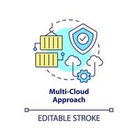 Multi-cloud approach concept icon. Data storage strategy. IoT trends. Computing abstract idea thin line illustration. Isolated outline drawing. Editable stroke vector