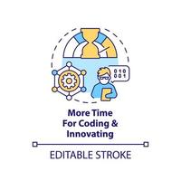 More time for coding and innovation concept icon. Serverless computing benefits abstract idea thin line illustration. Isolated outline drawing. Editable stroke vector