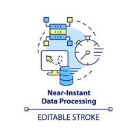 Near instant data processing concept icon. Edge computing. Processing data abstract idea thin line illustration. Isolated outline drawing. Editable stroke vector