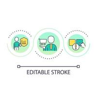 Insurance service agent loop concept icon. Business assistant. Statistic research. Purchase help abstract idea thin line illustration. Isolated outline drawing. Editable stroke vector