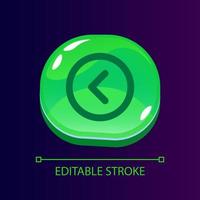 Left side pointer glossy ui button with linear icon. Arrow sign. Choosing direction. Isolated user interface element for web, mobile, video game design. Editable stroke vector