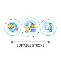 Security investment loop concept icon. Insurance service. Financial coverage. Business safety abstract idea thin line illustration. Isolated outline drawing. Editable stroke vector