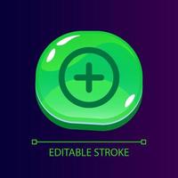 Plus sign glossy ui button with linear icon. Calculator control option. Mathematic action. Isolated user interface element for web, mobile, video game design. Editable stroke vector