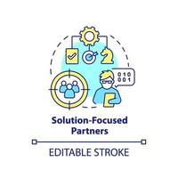 Solution focused partners concept icon. Digital business strategy. Cloud computing abstract idea thin line illustration. Isolated outline drawing. Editable stroke vector