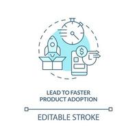 Lead to faster product adoption turquoise concept icon. Using familiarity advantage abstract idea thin line illustration. Isolated outline drawing. Editable stroke vector