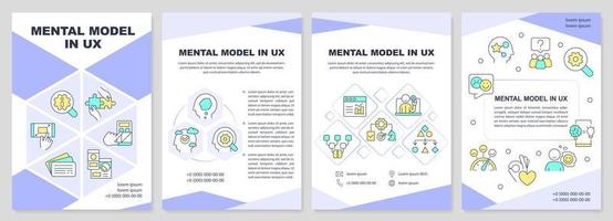 Mental model in UX brochure template. Research method. Leaflet design with linear icons. Editable 4 vector layouts for presentation, annual reports