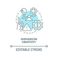 Emphasis on creativity turquoise concept icon. Junior UX UI designer fail abstract idea thin line illustration. Isolated outline drawing. Editable stroke vector