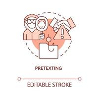 Pretexting terracotta concept icon. Threat actors. Fake digital personality abstract idea thin line illustration. Isolated outline drawing. Editable stroke vector