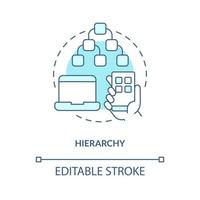 Hierarchy turquoise concept icon. Information architecture. UX design fundamental abstract idea thin line illustration. Isolated outline drawing. Editable stroke vector