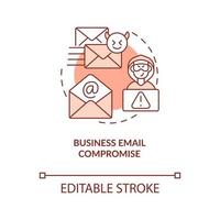 Business email compromise terracotta concept icon. Spoof account. Digital scam abstract idea thin line illustration. Isolated outline drawing. Editable stroke vector