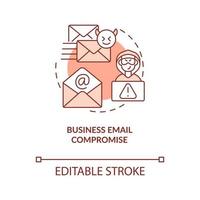 Business email compromise terracotta concept icon. Spoof account. Digital scam abstract idea thin line illustration. Isolated outline drawing. Editable stroke vector