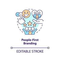People-first branding concept icon. Positive relationship. Recruitment trend abstract idea thin line illustration. Isolated outline drawing. Editable stroke vector