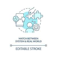 Match between system and real world turquoise concept icon. UX design rule abstract idea thin line illustration. Isolated outline drawing. Editable stroke vector