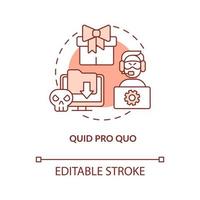 Quid pro quo attack terracotta concept icon. Steal valuable information. Cybercrime abstract idea thin line illustration. Isolated outline drawing. Editable stroke vector