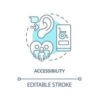 Accessibility turquoise concept icon. App usability. User experience design rule abstract idea thin line illustration. Isolated outline drawing. Editable stroke vector