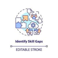 Identify skill gaps concept icon. Knowledge and experience. IT staffing tip abstract idea thin line illustration. Isolated outline drawing. Editable stroke vector