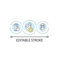 Choosing mobile app loop concept icon. Banking onboarding. Send money internationally abstract idea thin line illustration. Isolated outline drawing. Editable stroke vector