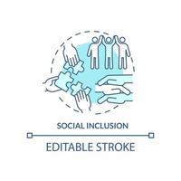 Social inclusion turquoise concept icon. Equal opportunities in society. LGBT program abstract idea thin line illustration. Isolated outline drawing. Editable stroke vector