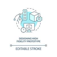 Designing high fidelity prototype turquoise concept icon. Common UX problem abstract idea thin line illustration. Isolated outline drawing. Editable stroke vector