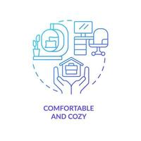 Comfortable and cozy workplace blue gradient concept icon. Remote work advantages. Home office. Job space abstract idea thin line illustration. Isolated outline drawing vector