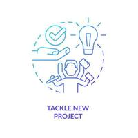 Tackle new project blue gradient concept icon. Improve employee productivity. Multitasking abstract idea thin line illustration. Isolated outline drawing vector