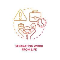 Separating work from life red gradient concept icon. Job balance. Professional boundaries. Prevent burnout abstract idea thin line illustration. Isolated outline drawing vector