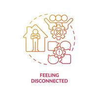 Feeling disconnected red gradient concept icon. Lack of team interaction. Remote work drawback abstract idea thin line illustration. Isolated outline drawing vector