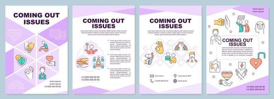 Coming out issues brochure template. Sexual orientation. Leaflet design with linear icons. Editable 4 vector layouts for presentation, annual reports