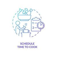 Schedule time to cook blue gradient concept icon. Organize work breaks. Burnout recovery tip abstract idea thin line illustration. Isolated outline drawing vector