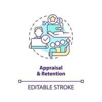 Appraisal and retention concept icon. Salary bonuses. IT staffing process abstract idea thin line illustration. Isolated outline drawing. Editable stroke vector