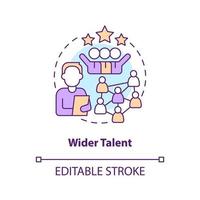 Wider talent concept icon. Access to talent pool. IT staffing service advantage abstract idea thin line illustration. Isolated outline drawing. Editable stroke vector