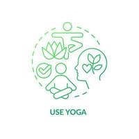 Use yoga at workplace green gradient concept icon. Time off. Physical activities and meditation. Self care abstract idea thin line illustration. Isolated outline drawing vector