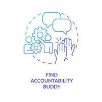 Find accountability buddy blue gradient concept icon. Virtual coworking. Stay social. Home work tip abstract idea thin line illustration. Isolated outline drawing vector