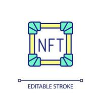 NFT asset RGB color icon. Art monetization. Sell and buy virtual item. Blockchain technology development. Isolated vector illustration. Simple filled line drawing. Editable stroke