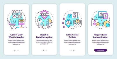 Winning customer trust onboarding mobile app screen. Digital data walkthrough 4 steps editable graphic instructions with linear concepts. UI, UX, GUI template. Myriad Pro-Bold, Regular fonts used vector