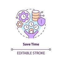 Save time concept icon. Focus on important process. IT staffing service advantage abstract idea thin line illustration. Isolated outline drawing. Editable stroke vector