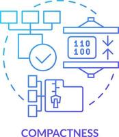 compacidad azul degradado concepto icono. conciso código y algoritmo. característica de programación idiomas resumen idea Delgado línea ilustración. aislado contorno dibujo vector