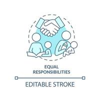 Equal responsibilities turquoise concept icon. Benefit of same-sex parenting abstract idea thin line illustration. Isolated outline drawing. Editable stroke vector