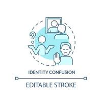 Identity confusion turquoise concept icon. Confused feelings. Stage of coming out abstract idea thin line illustration. Isolated outline drawing. Editable stroke vector