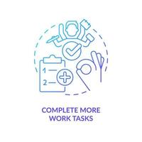 Complete more work tasks blue gradient concept icon. Improve job productivity. Remote workplace benefit abstract idea thin line illustration. Isolated outline drawing vector