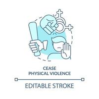 Cease physical violence turquoise concept icon. Stop abuse. Dealing with lgbt issue abstract idea thin line illustration. Isolated outline drawing. Editable stroke vector