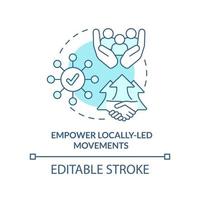 Empower locally led movements turquoise concept icon. LGBT movement. State support abstract idea thin line illustration. Isolated outline drawing. Editable stroke vector