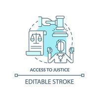 Access to justice turquoise concept icon. Equal protection under law. LGBT program abstract idea thin line illustration. Isolated outline drawing. Editable stroke vector