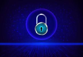 Modern Holographic Padlock on Technology Background vector